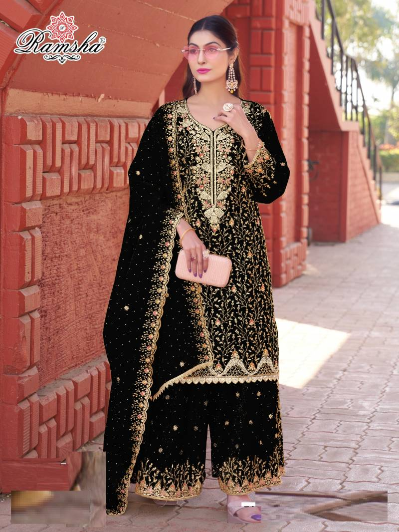 Ramsha R 1273 Cream And Black Ready Made Salwar Suits