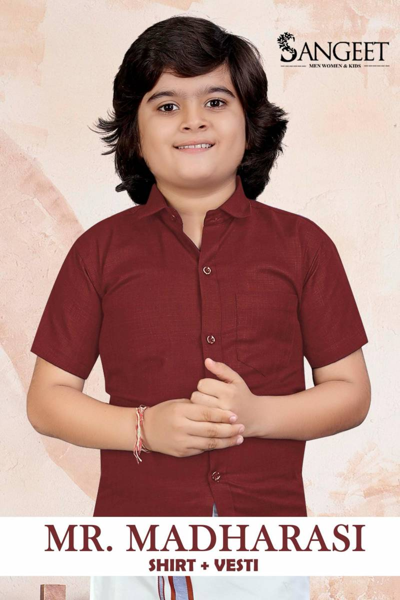 Sangeet Mr Madharasi Vol 2 Boys Cotton Shirt With Vesti Collection
