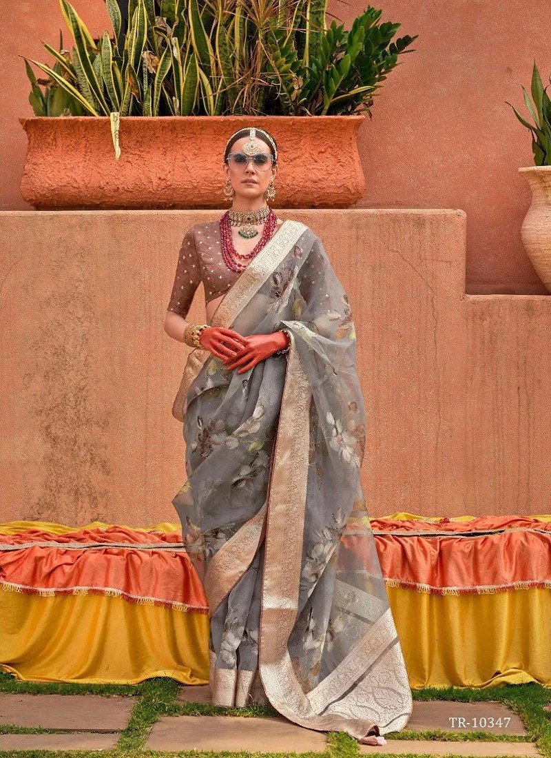 Geetanjali By Trirath - TR-10347 PV Organza SIlk Saree Collection