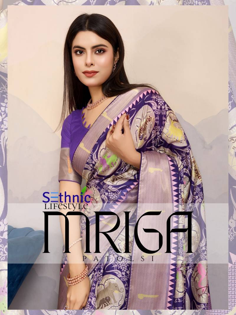 Sethnic Mriga Dola Satin With Zari Patta Saree Collection