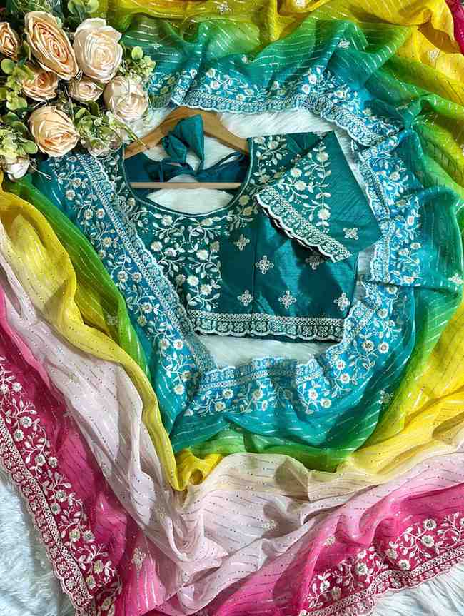 Kc 144 Georgette Embroidered Festive Wear Sarees Collection