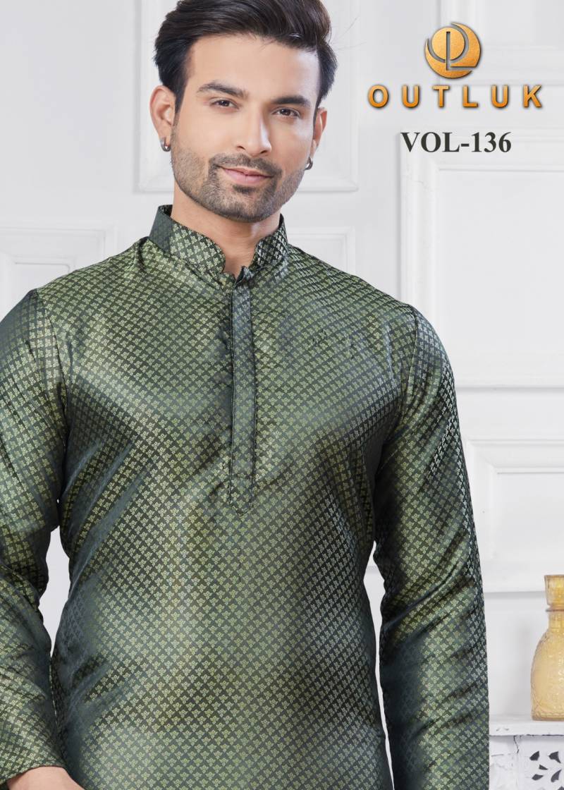 Outluk Vol 136 Jacquard Silk Weaving Work Mens Kurta With Pyjama
