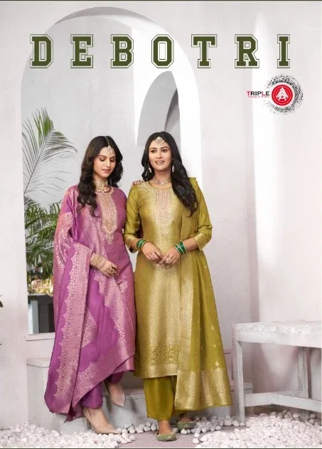 Triple Aaa Debotri Viscose Maslin Jacquard Dress Material Collection