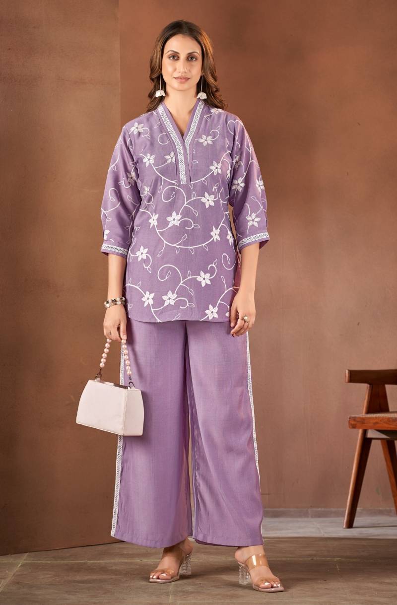 Ladies Flavour 3202 And 3203 Vatican With Chain Stitch Work Co Ord Set