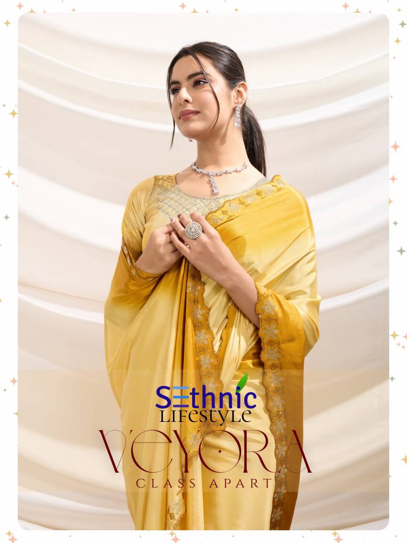 Sethnic Veyora Ombre Dyed Crepe Dual Tone Stone Work Saree