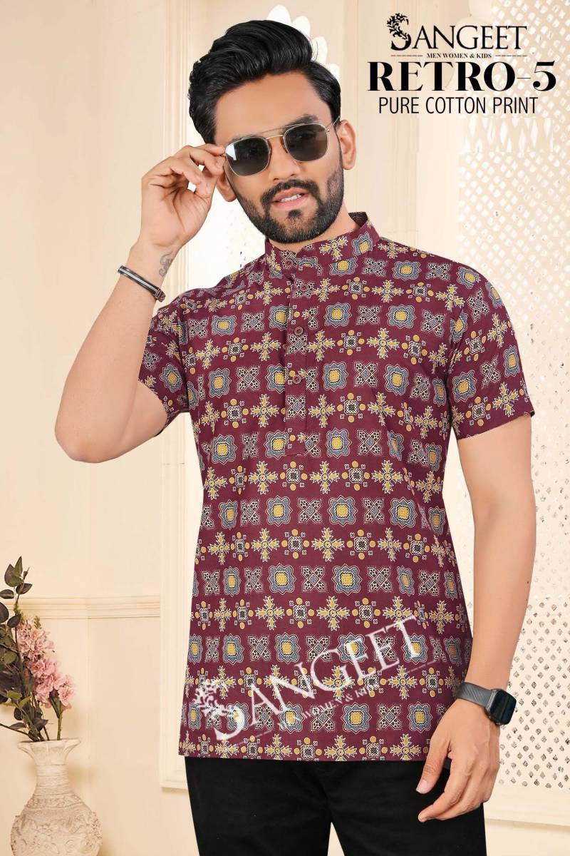 Sangeet Retro 5 Soft Cotton Printed Mens Shirt Collection