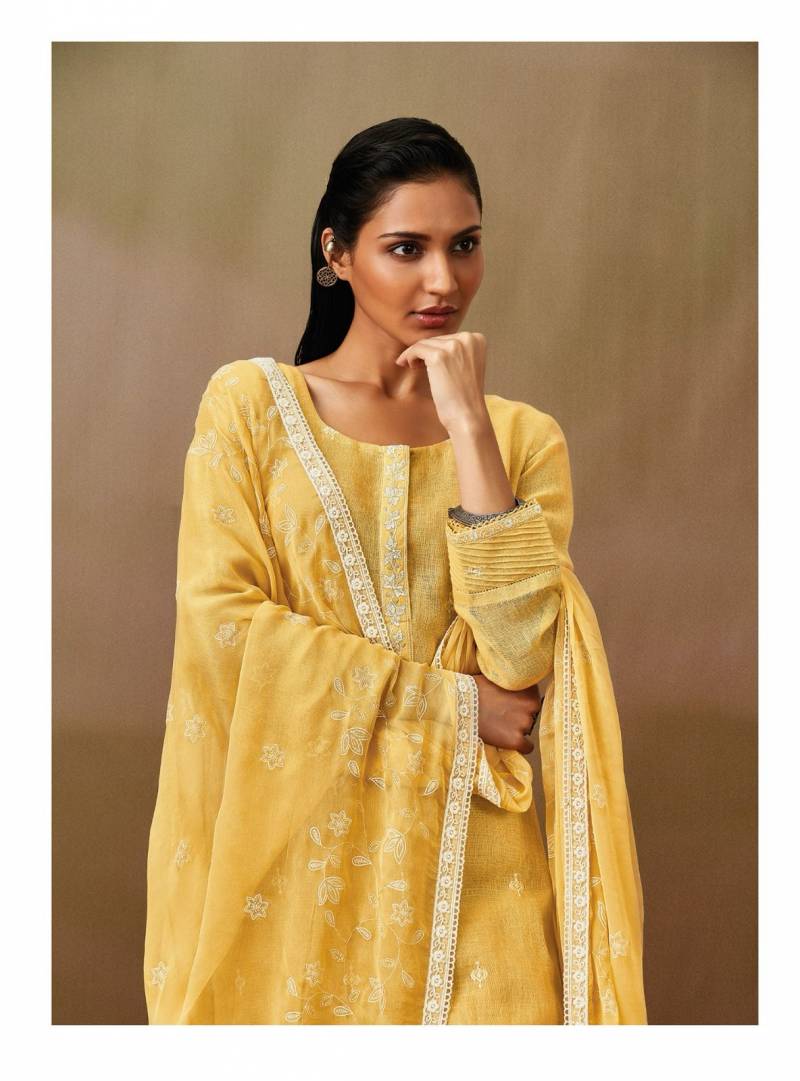Ganga Roshni Linen Solid With Embroidered Salwar Suit