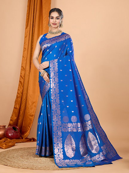 Maahi 174 Party Wear Heavy Jari Weaving Worked Banarasi Silk Saree with Un Stitched Blouse