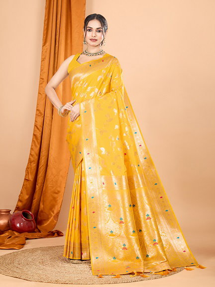 Maahi 175 Party Wear Heavy Jari Weaving Worked Banarasi Silk Saree with Un Stitched Blouse