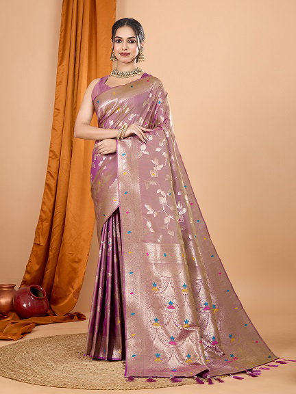 Maahi 175 Party Wear Heavy Jari Weaving Worked Banarasi Silk Saree with Un Stitched Blouse