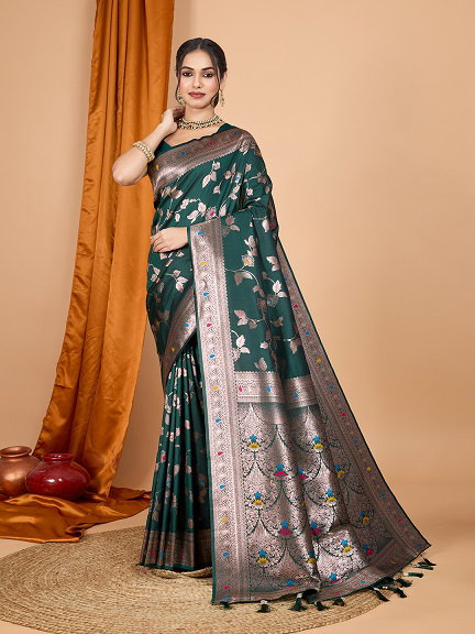 Maahi 175 Party Wear Heavy Jari Weaving Worked Banarasi Silk Saree with Un Stitched Blouse