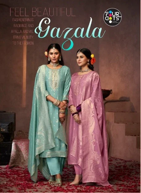 Four Dots Gazala Viscose Maslin Jacquard Dress Material Collection