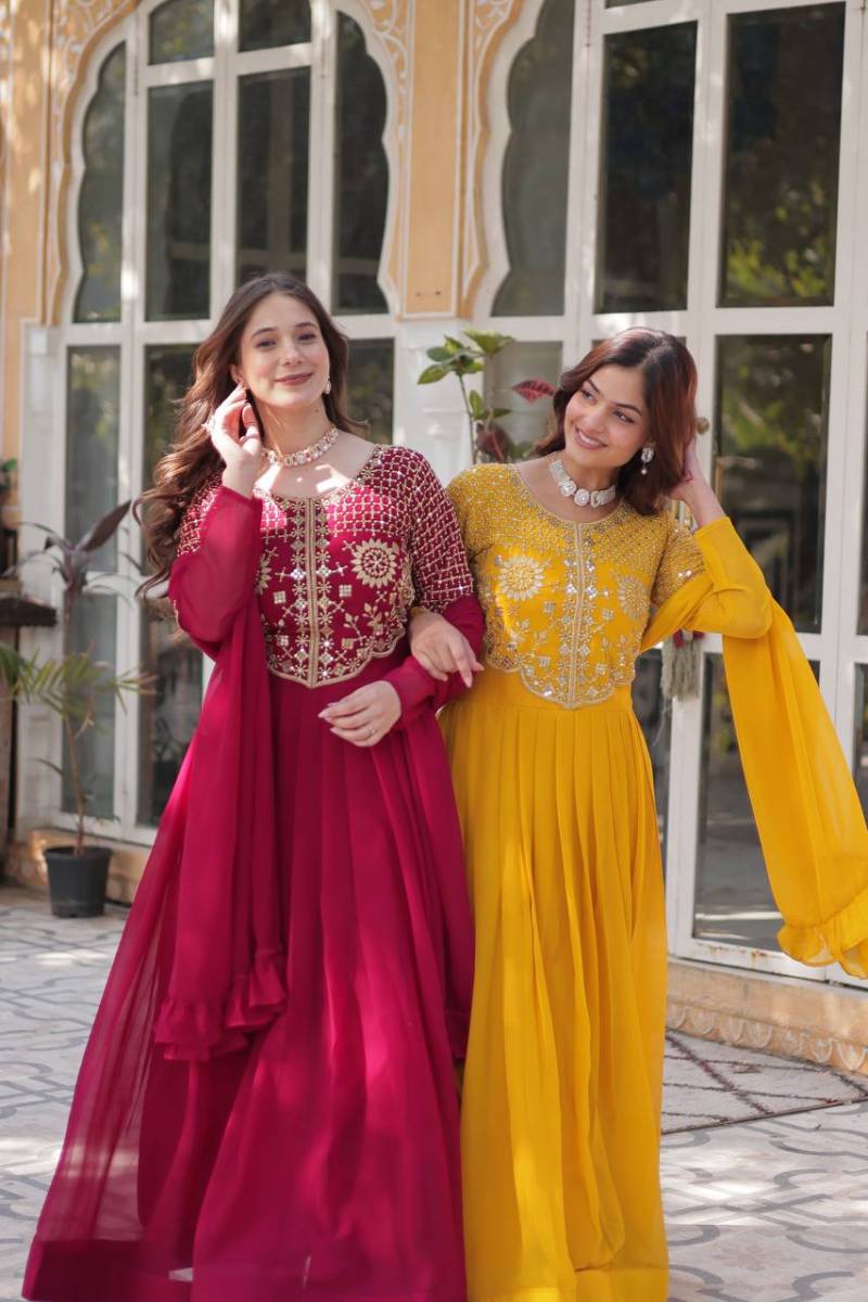 Luna Vol 33 Designer Georgette Gown With Dupatta Collection