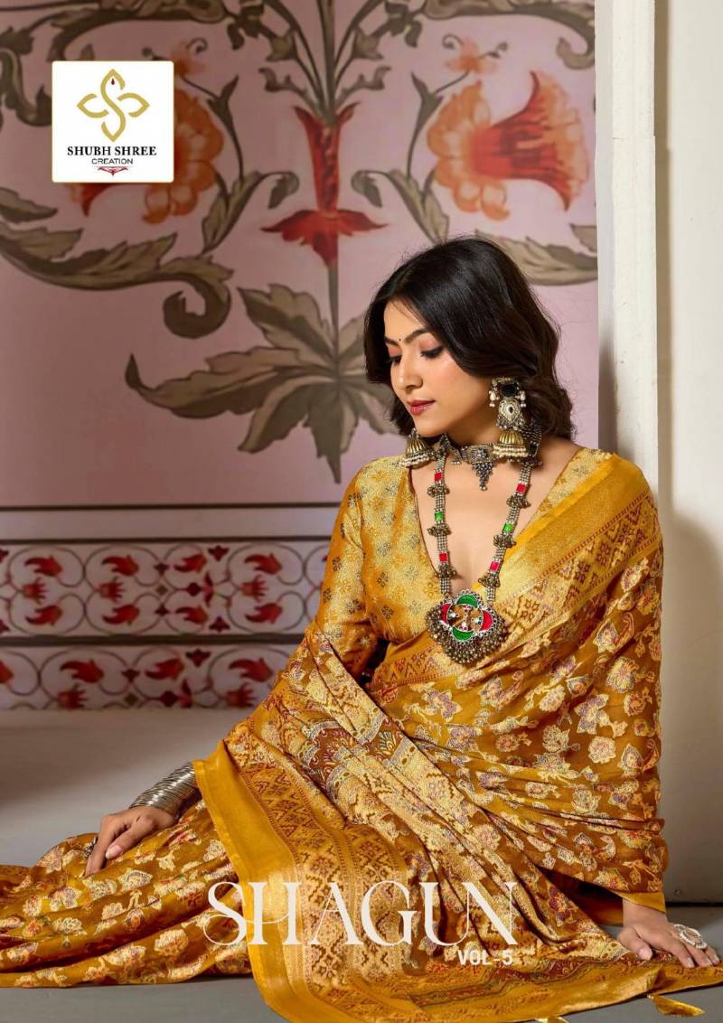 Shubh Shree Shagun 5 Dull Moss Brasso Saree Collection