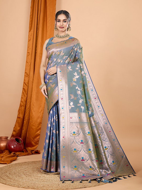 Maahi 176 Party Wear Heavy Jari Worked Banarasi Silk Saree with Un Stitched Blouse