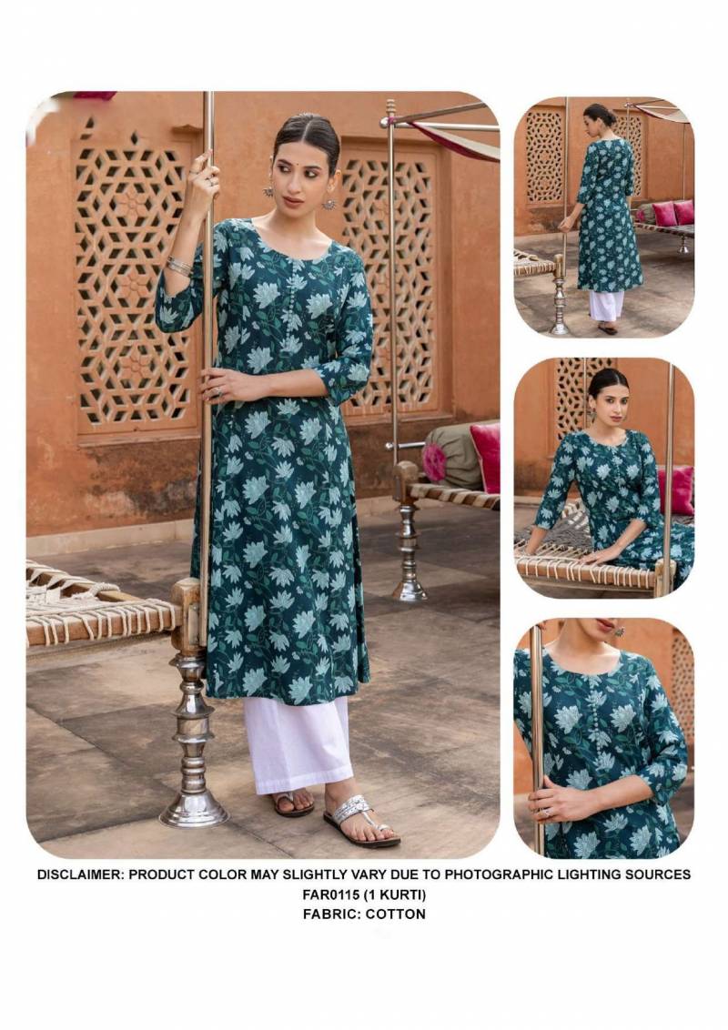 Far 0115 Casual Wear Cotton Printed Kurtis Collection