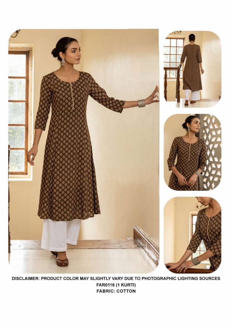 Far 0116 Cotton Printed Casual Wear Kurtis Collection