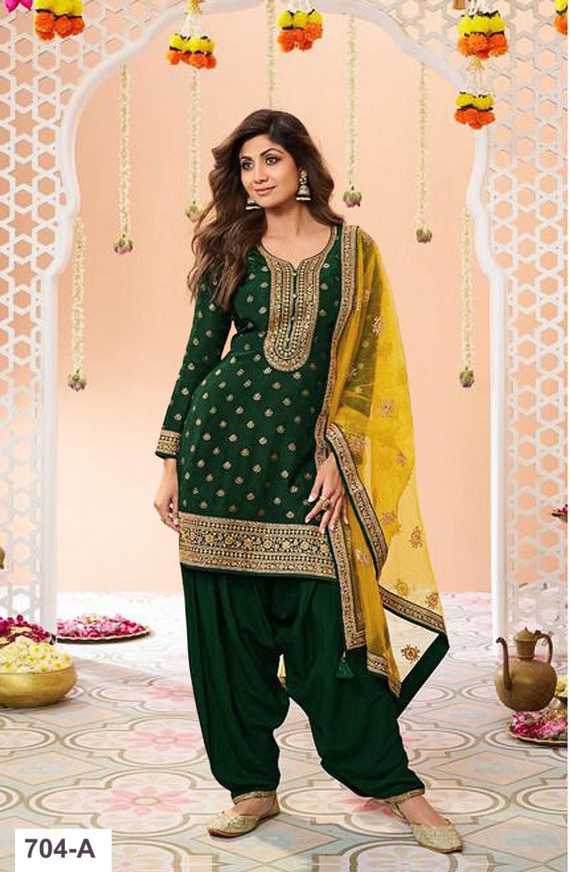 Shilpa 704 A To C Jacquard Embroidered Salwar Suits Collection