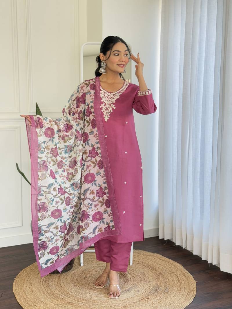 Liza 1 Chanderi Silk Fancy Kurti Bottom With Dupatta