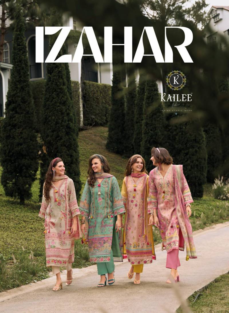 Kailee Izahar Vol 4 Linen Digital Printed Top Bottom With Dupatta