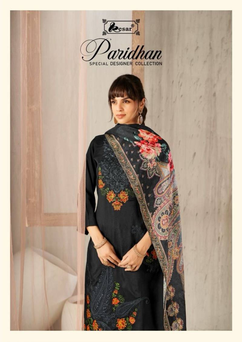 Kesar Paridhan Viscose Maslin Embroidered Dress Material