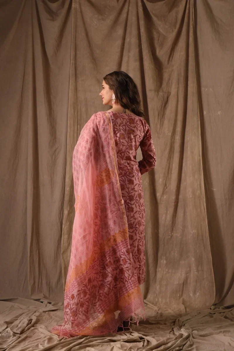 Sku Sp109 Roman Slub Flower Printed Kurti Bottom With Dupatta