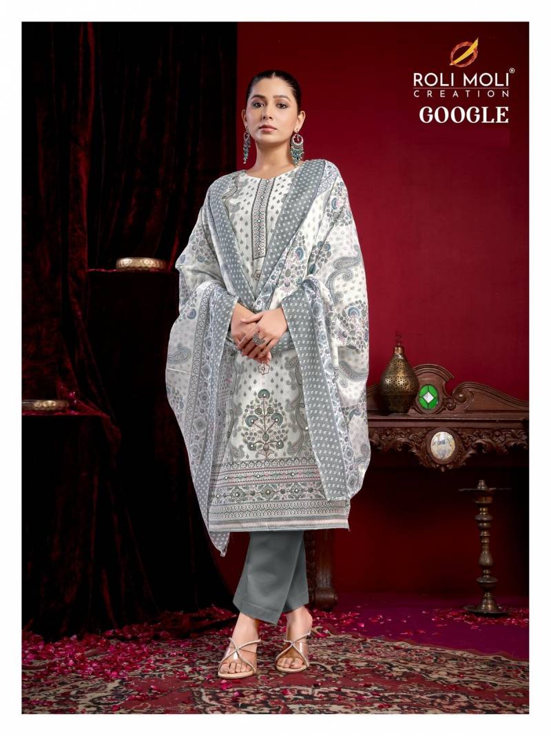 Roli Moli Google 1001 Semi Cambric Printed Dress Material Collection