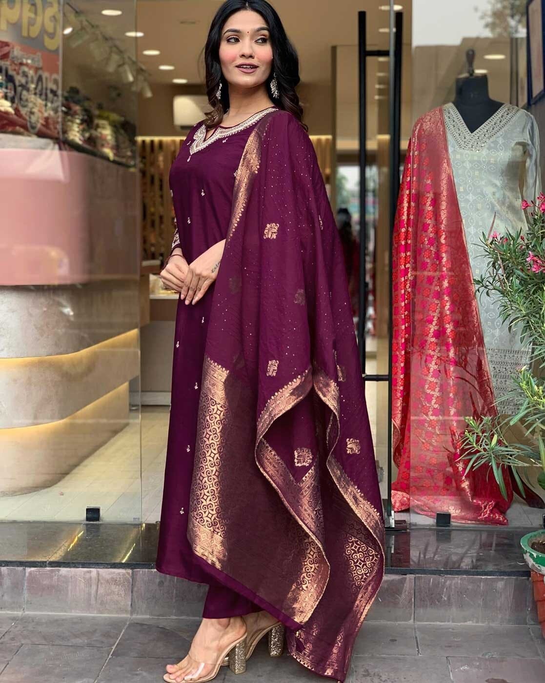 Navya Kurti 77 Party Wear Embroidery Worked Pure Cotton Kurti with Pant and Dupatta Set 