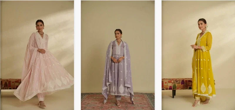 Tanyaa P 165 Organza With Lakhnavi Work Kurti Bottom With Dupatta