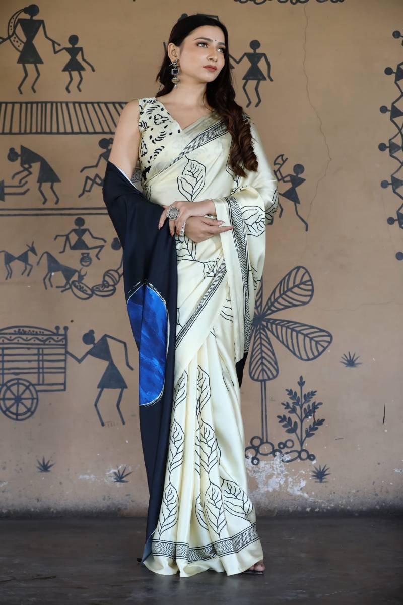 Scs Zigzag Digital Printed Satin Silk Saree Collection