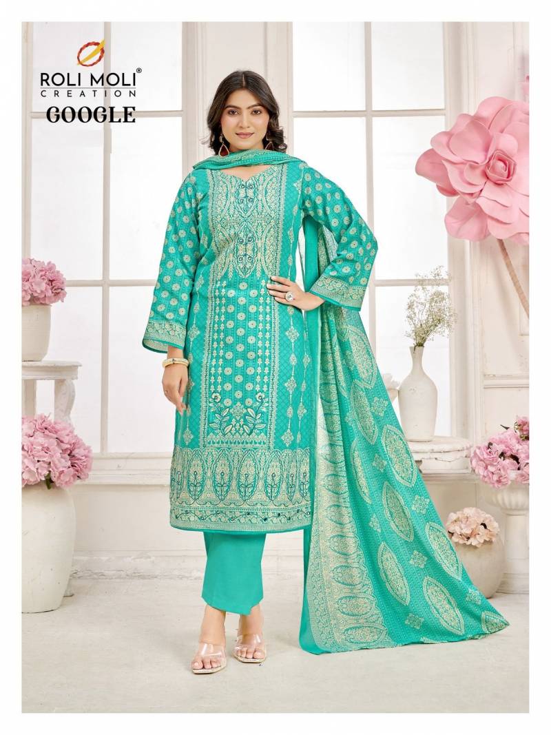 Roli Moli Google 1002 Semi Cambric Printed Dress Material Collection