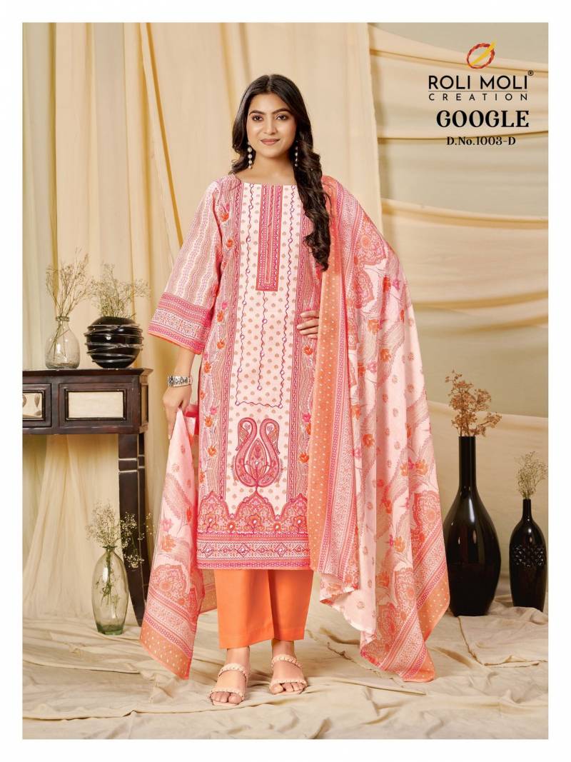 Roli Moli Google 1003 Semi Cambric Printed Dress Material Collection