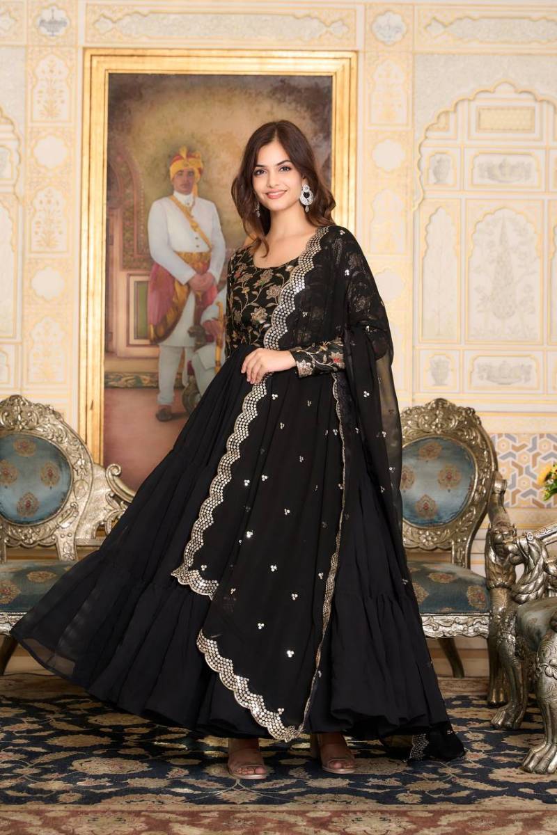 Sn 2387 88 Stunning Faux Georgette Gown With Dupatta Collection