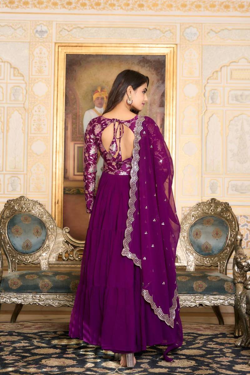Sn 2387 88 Stunning Faux Georgette Gown With Dupatta Collection