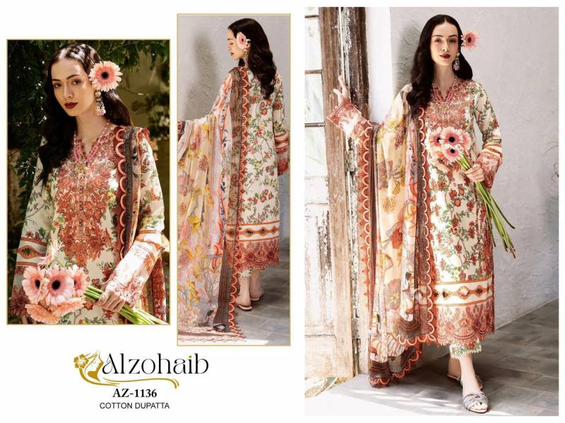 Alzohaib Az 1133 To 1142 Cotton Dupatta Pakistani Suits Collection