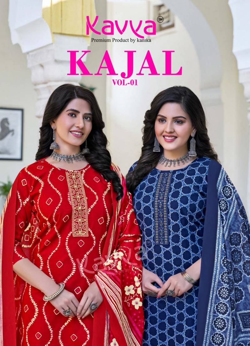 Kavya Kajal Vol 1 Cambric Cotton Kurti Bottom With Dupatta