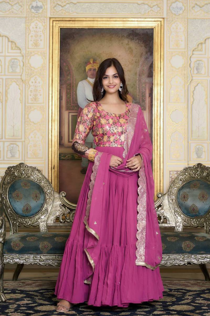 Sn 2389 90 Stunning Faux Georgette Gown With Dupatta Collection