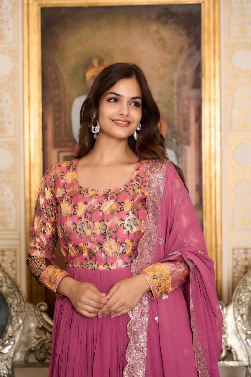 Sn 2389 90 Stunning Faux Georgette Gown With Dupatta Collection