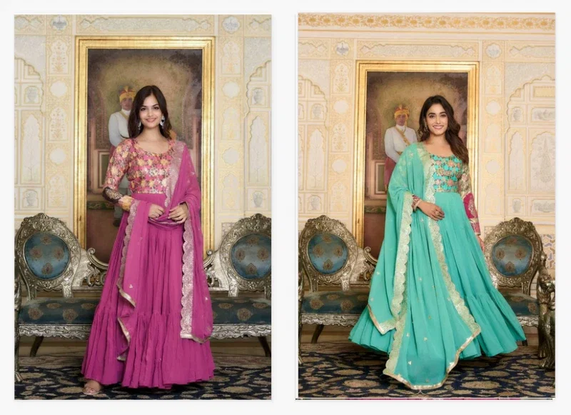 Sn 2389 90 Stunning Faux Georgette Gown With Dupatta Collection