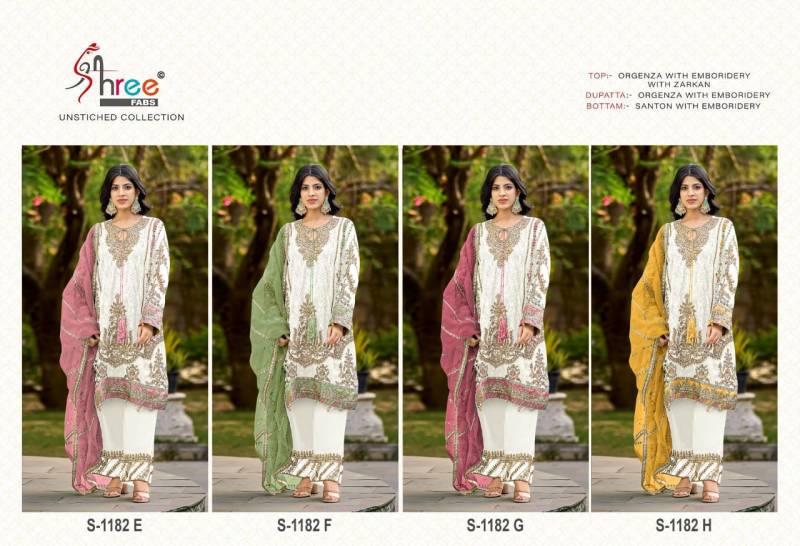 Shree S 1182 Organza Pakistani Salwar Suits Collection