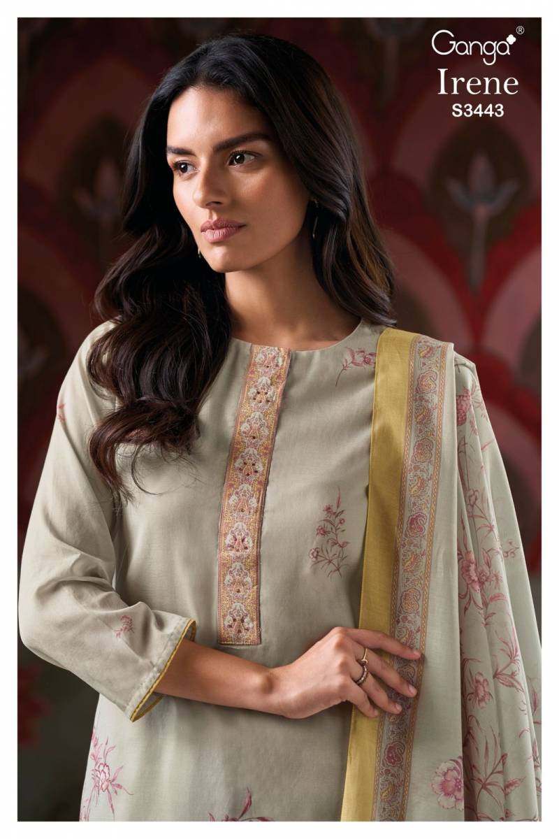 Ganga Irene Mal Printed With Hand Embroidered Salwar Suit Collection