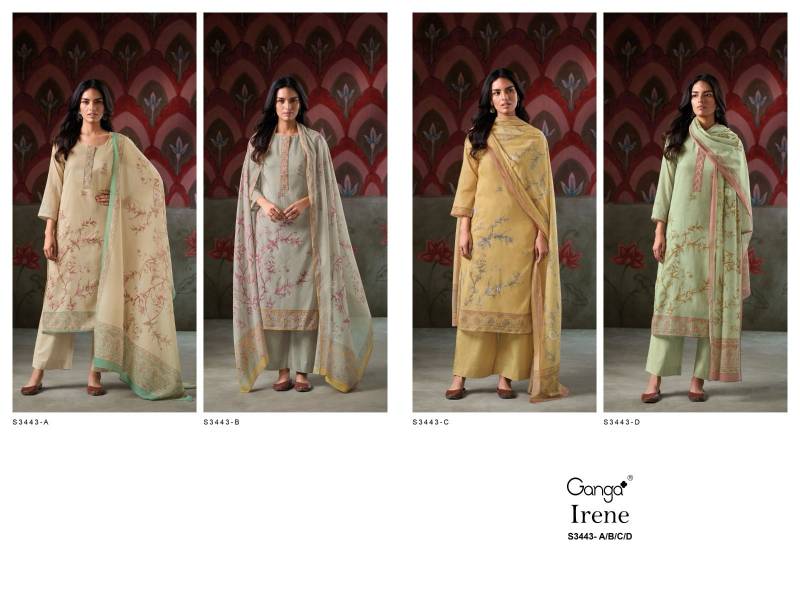 Ganga Irene Mal Printed With Hand Embroidered Salwar Suit Collection