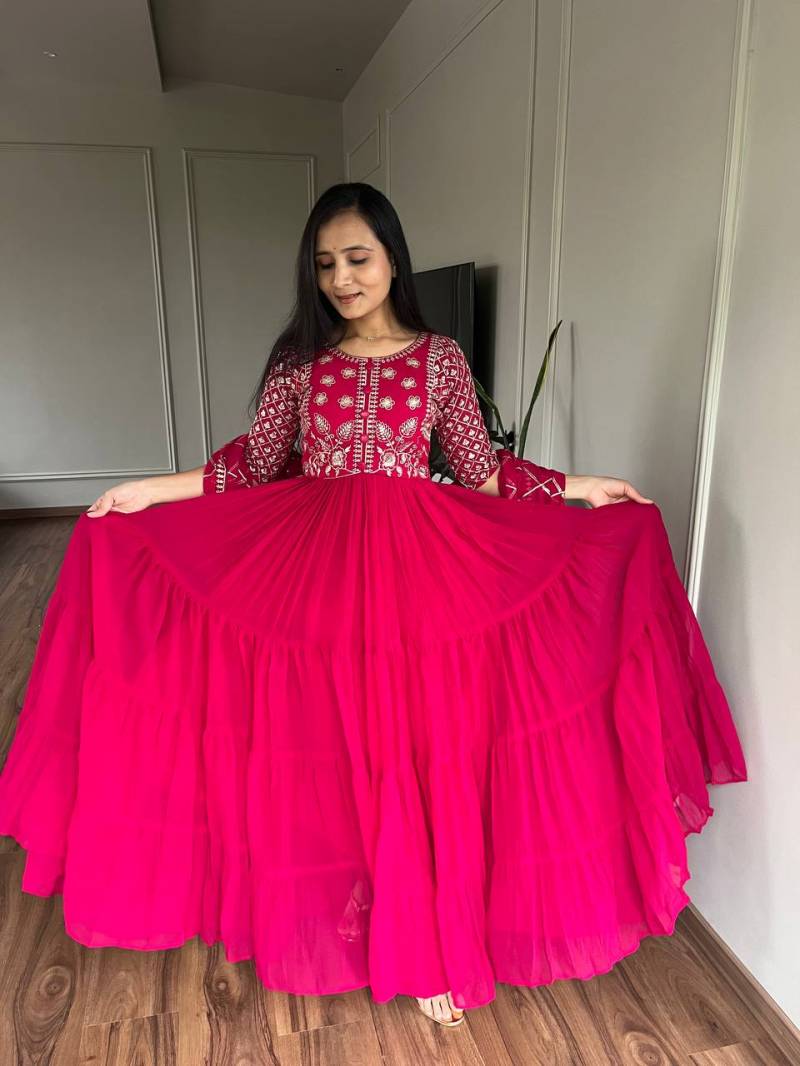 Sn 2391 92 Beautiful Faux Georgette Gown With Dupatta Collection