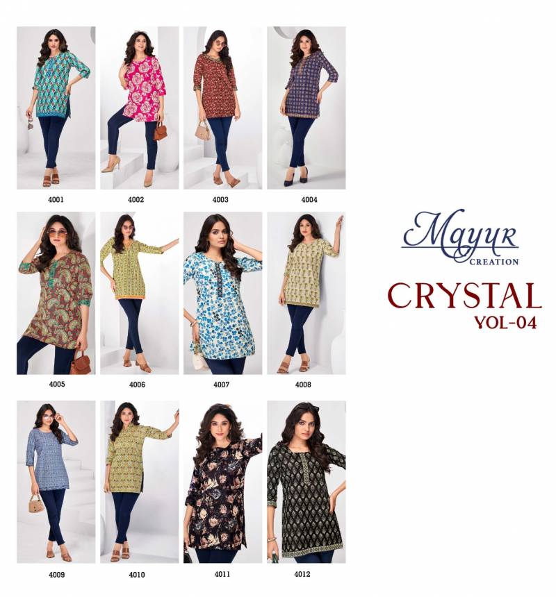 Mayur Crystal Vol 4 Cotton Printed Fancy Ladies Tops Collection