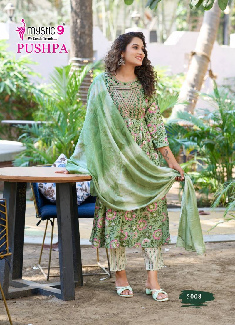 Mystic 9 Pushpa Vol 5 Rayon Foil Printed Kurti Bottom With Dupatta