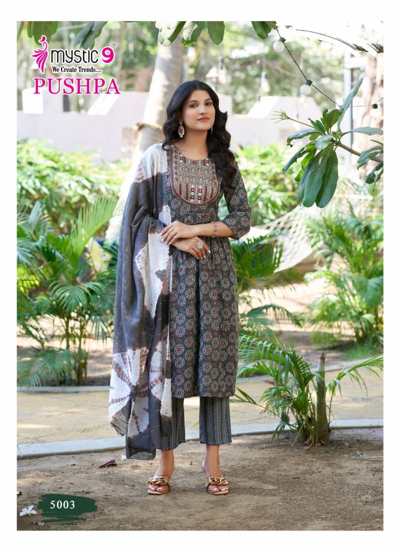 Mystic 9 Pushpa Vol 5 Rayon Foil Printed Kurti Bottom With Dupatta