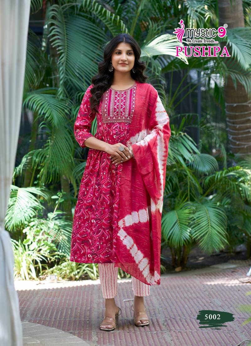 Mystic 9 Pushpa Vol 5 Rayon Foil Printed Kurti Bottom With Dupatta