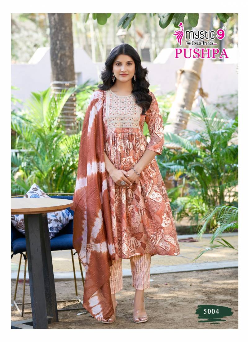 Mystic 9 Pushpa Vol 5 Rayon Foil Printed Kurti Bottom With Dupatta