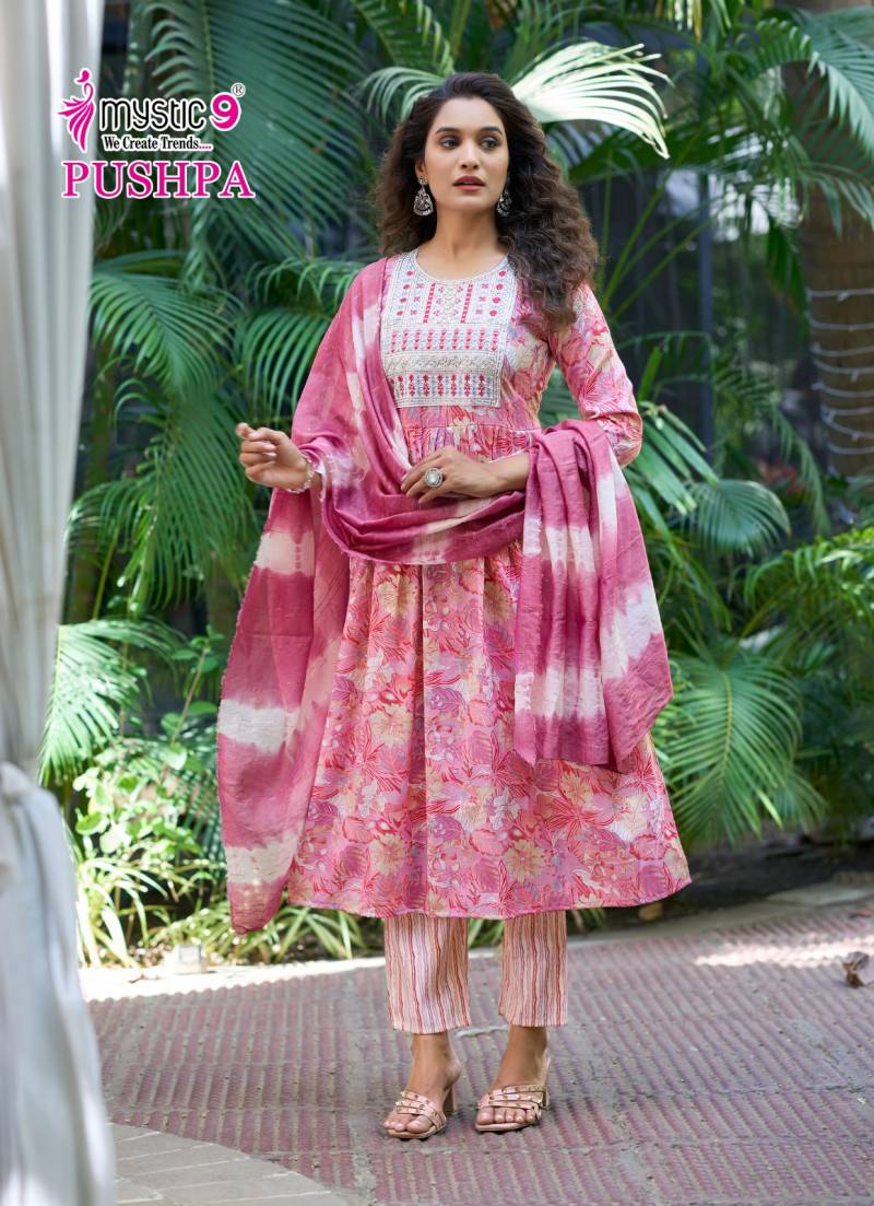 Mystic 9 Pushpa Vol 5 Rayon Foil Printed Kurti Bottom With Dupatta