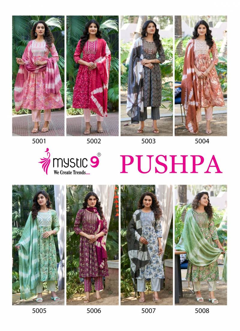 Mystic 9 Pushpa Vol 5 Rayon Foil Printed Kurti Bottom With Dupatta